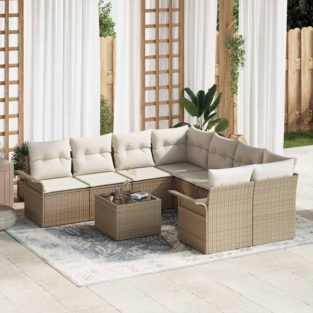 Havesofa Sæt 9 Dele Poly Rattan