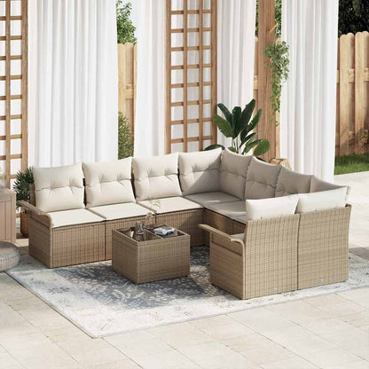 Havesofa Sæt 9 Dele Poly Rattan