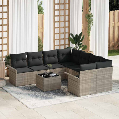 Havesofa Sæt 9 Dele Poly Rattan