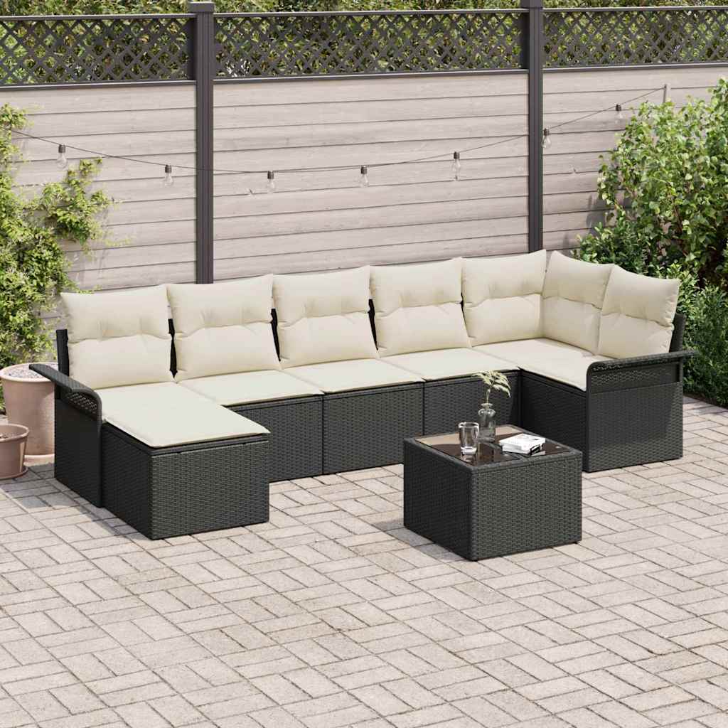 Havesofa Sæt Med Pude 8 Dele Poly Rattan - Hovedbillede