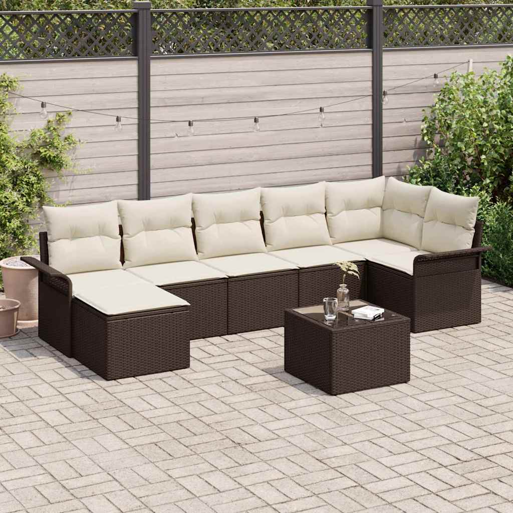 Havesofa Sæt Med Pude 8 Dele Poly Rattan