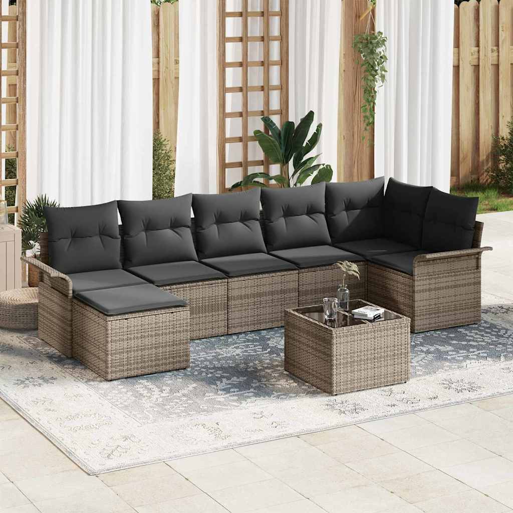 Havesofa Sæt Med Pude 8 Dele Poly Rattan