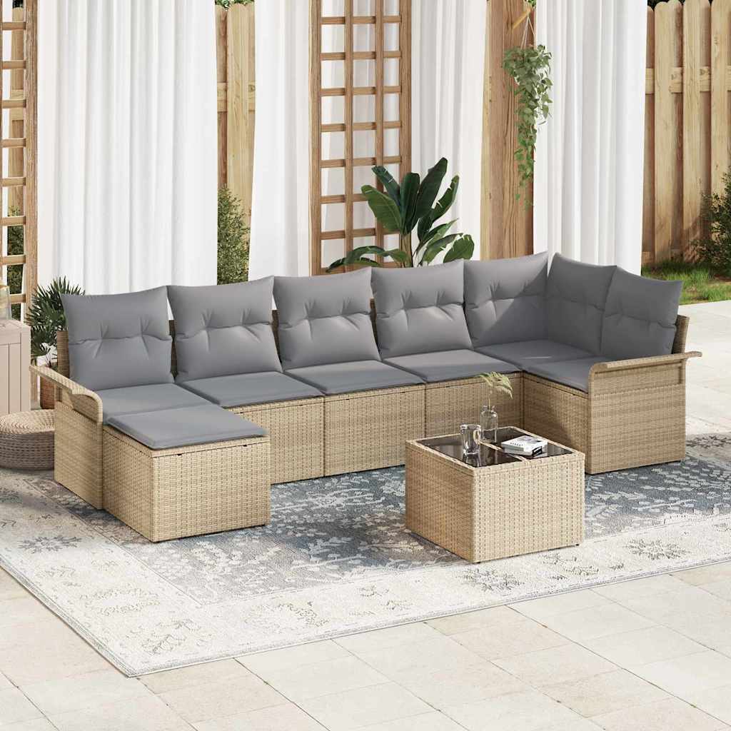 Havesofa Sæt Med Pude 8 Dele Poly Rattan