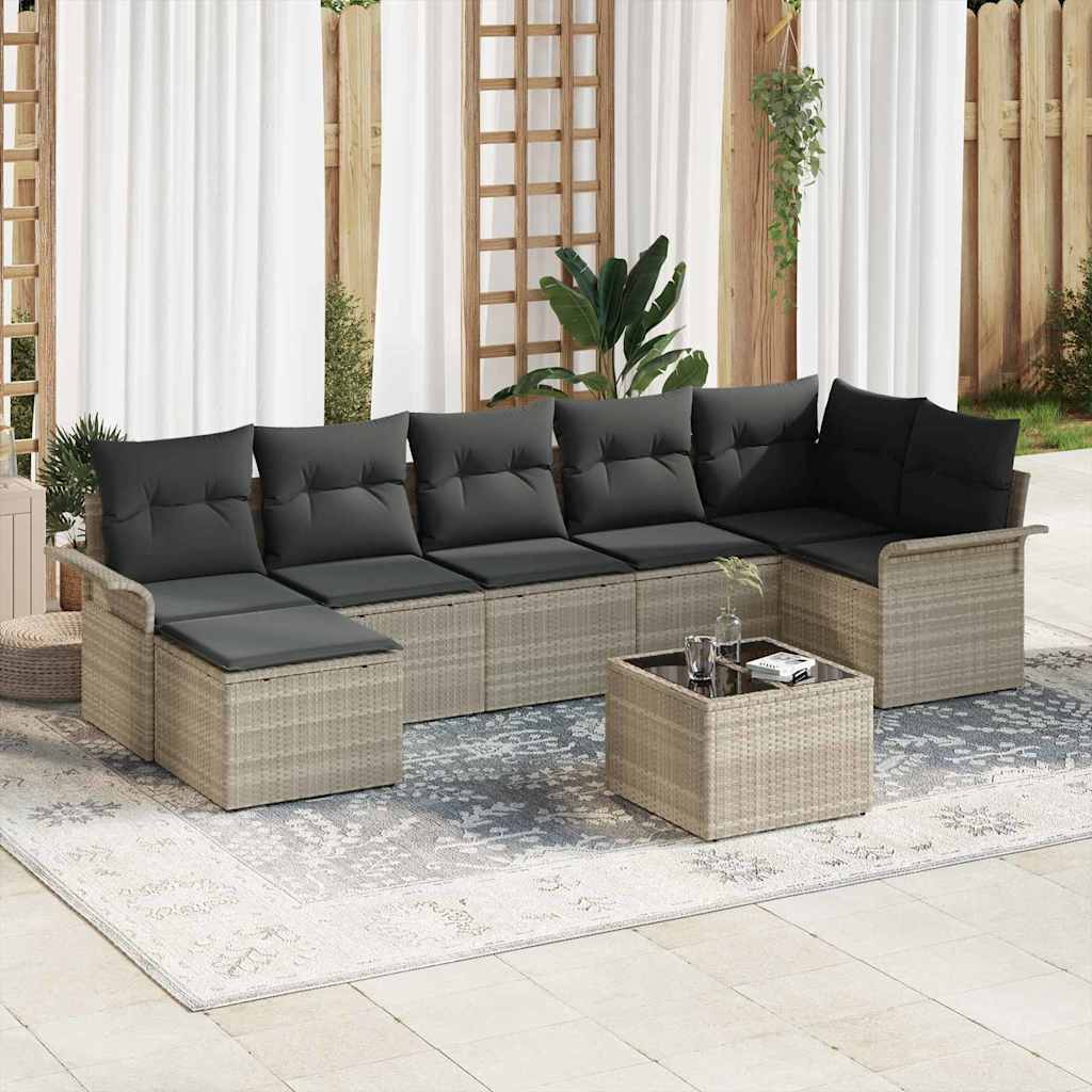 Havesofa Sæt Med Pude 8 Dele Poly Rattan