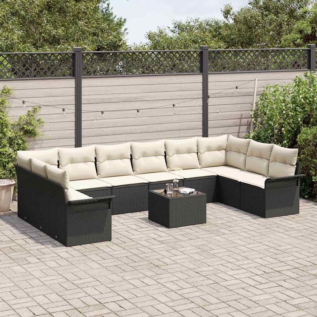 Havesofa Sæt Med Pude 11 Dele Polyrattan - Billede 3