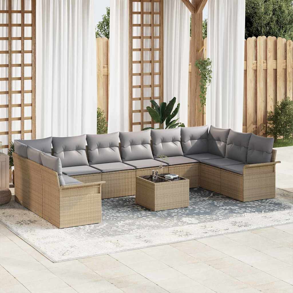 Havesofa Sæt Med Pude 11 Dele Polyrattan - Variant 3345550