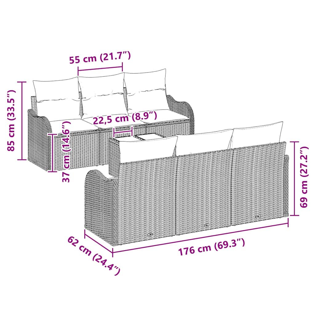 Havesofa Sæt 55 X 55 X 37 Cm Polyrattan - Billede 8