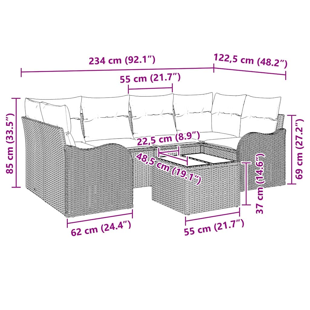 Havesofa Sæt 55 X 55 X 37 Cm Polyrattan - Billede 9
