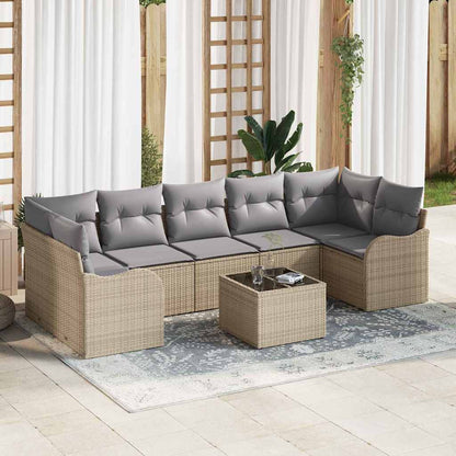 Havesofa Sæt 8 Stk. 7-antal Sæder Polyrattan - Hovedbillede