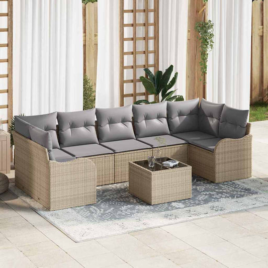 Havesofa Sæt 8 Stk. 7-antal Sæder Polyrattan - Hovedbillede