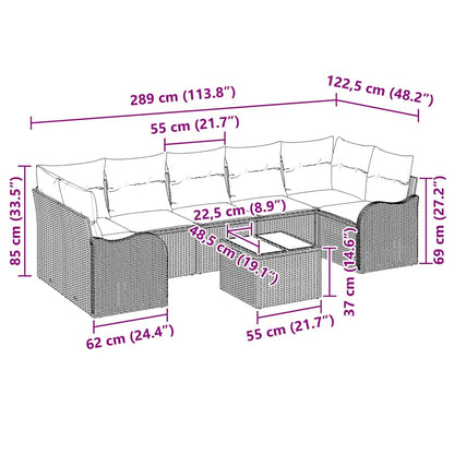 Havesofa Sæt 8 Stk. 7-antal Sæder Polyrattan - Billede 8