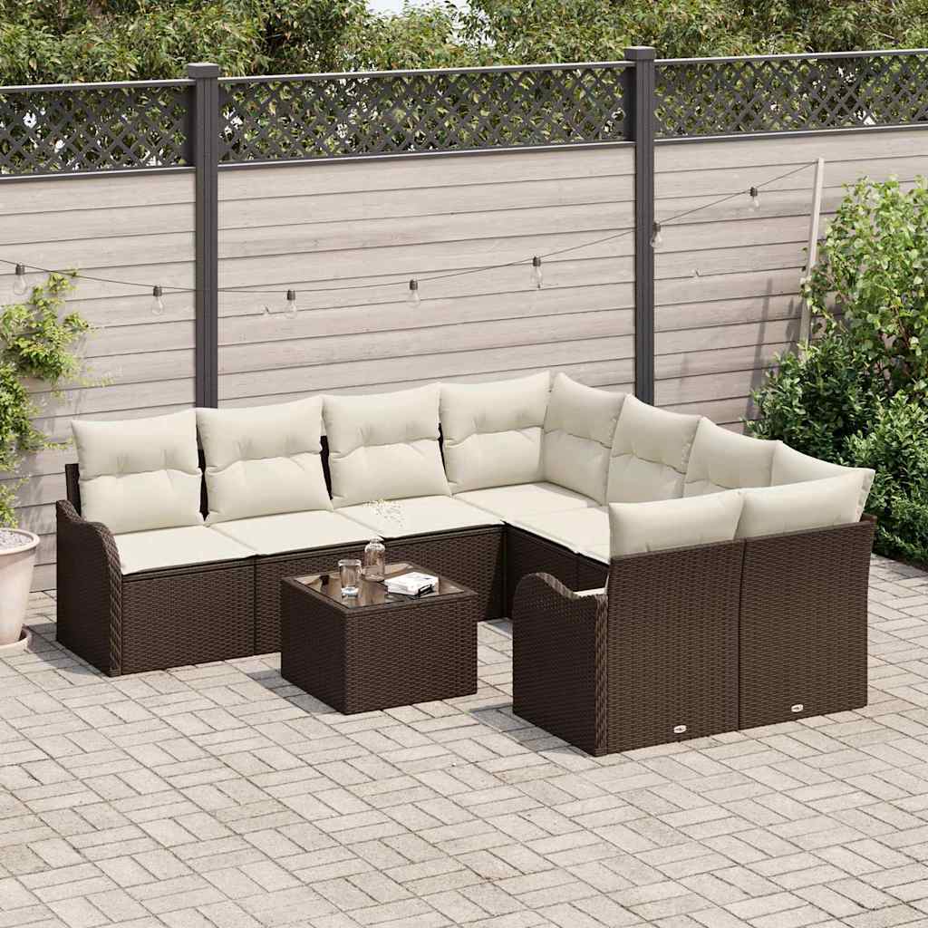 Havesofa Sæt Med Pude Med Opbevaring 9 Dele Polyrattan - Billede 3