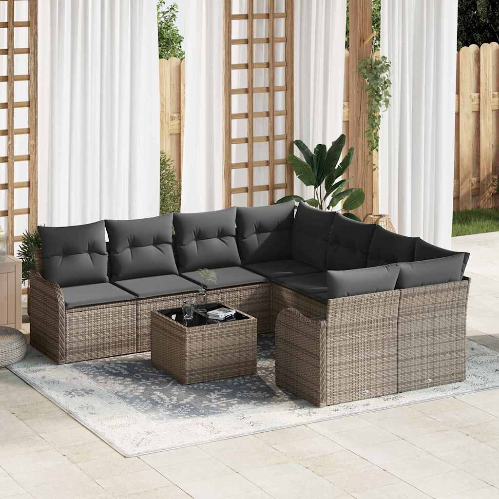 Havesofa Sæt Med Pude Med Opbevaring 9 Dele Polyrattan