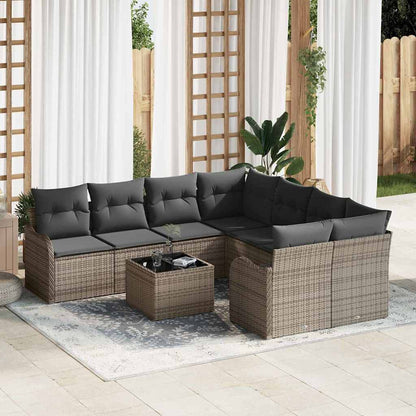 Havesofa Sæt Med Pude Med Opbevaring 9 Dele Polyrattan