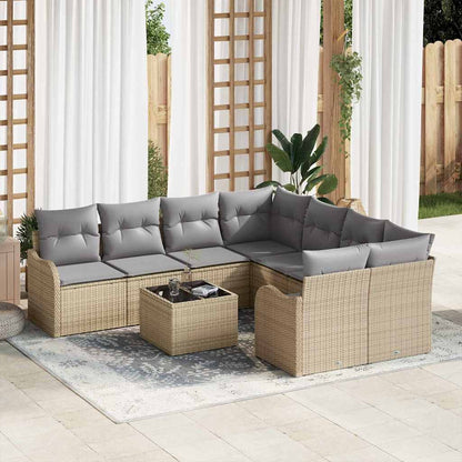 Havesofa Sæt Med Pude Med Opbevaring 9 Dele Polyrattan