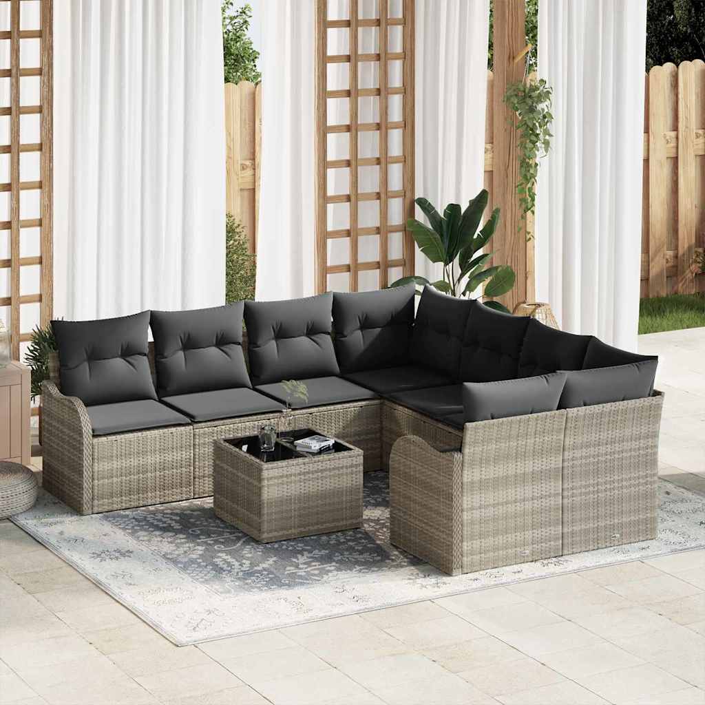 Havesofa Sæt Med Pude Med Opbevaring 9 Dele Polyrattan