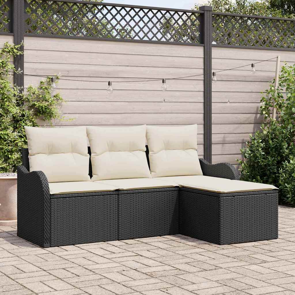Havesofa Sæt Med Pude 4 Dele Poly Rattan - Hovedbillede