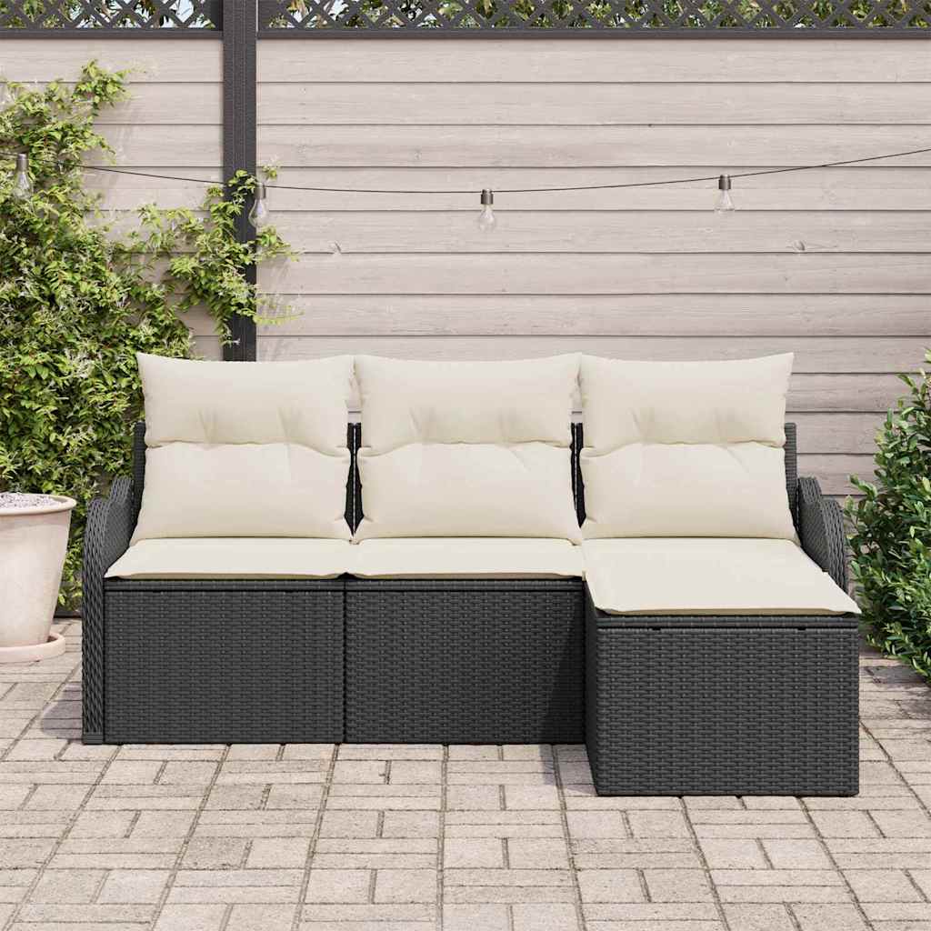 Havesofa Sæt Med Pude 4 Dele Poly Rattan - Billede 3