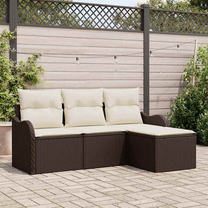 Havesofa Sæt Med Pude 4 Dele Poly Rattan