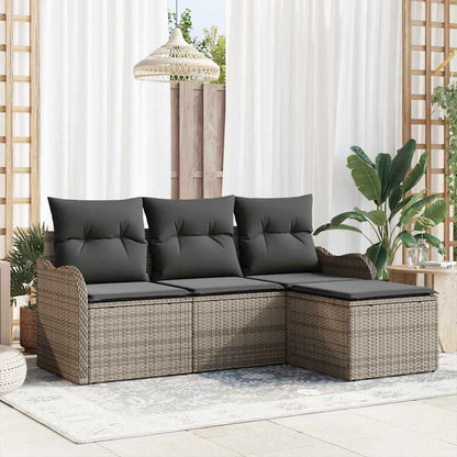 Havesofa Sæt Med Pude 4 Dele Poly Rattan