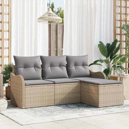 Havesofa Sæt Med Pude 4 Dele Poly Rattan