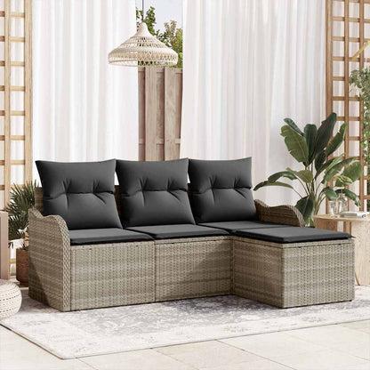 Havesofa Sæt Med Pude 4 Dele Poly Rattan