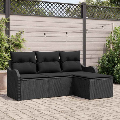 Havesofa Sæt Med Pude 4 Dele Poly Rattan