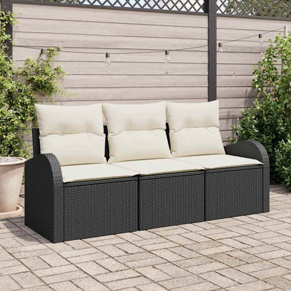 Havesofa Sæt Med Pude 3 Dele Poly Rattan - Hovedbillede