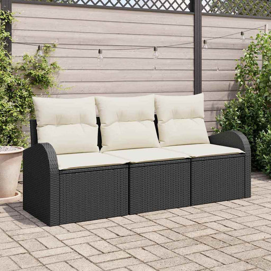 Havesofa Sæt Med Pude 3 Dele Poly Rattan - Hovedbillede