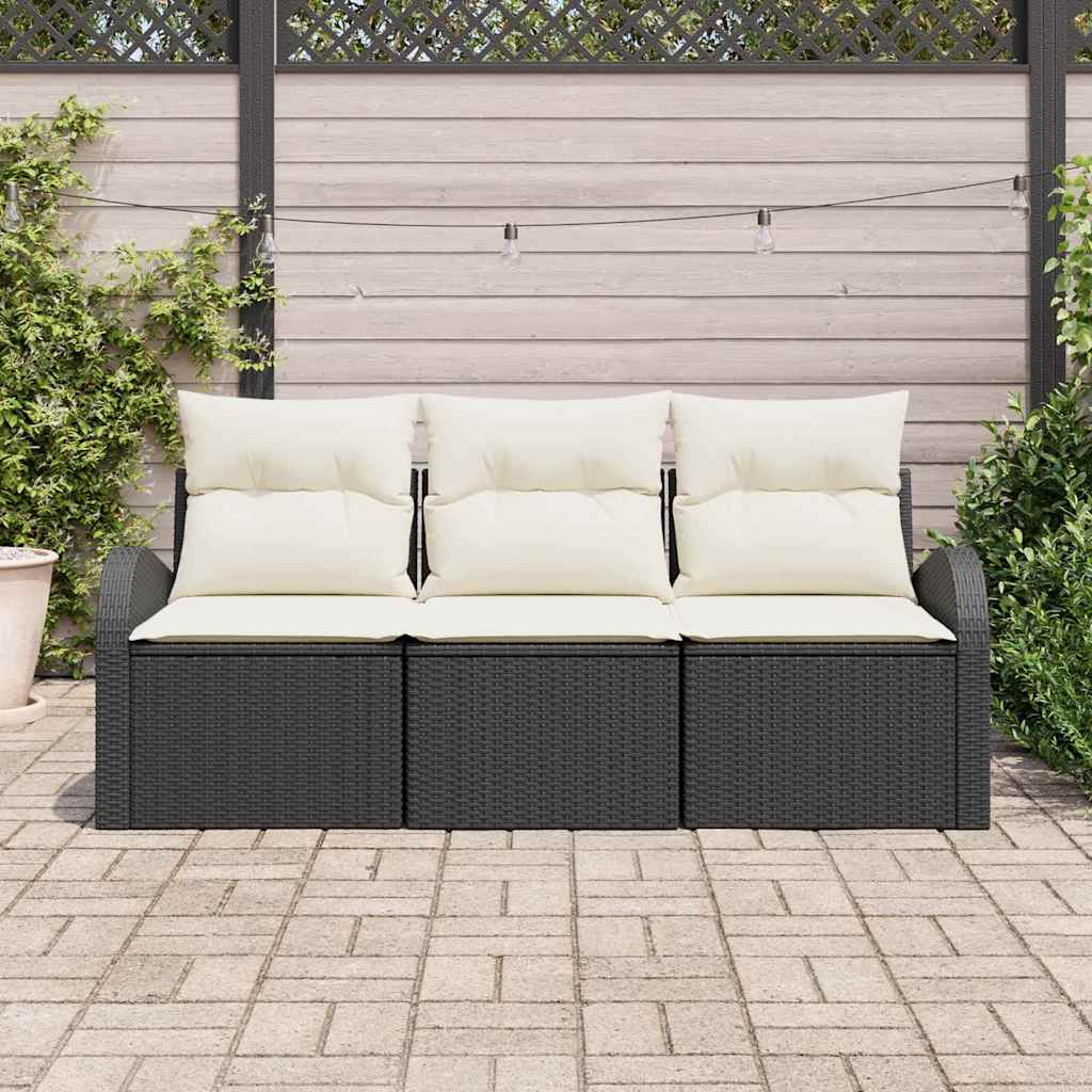 Havesofa Sæt Med Pude 3 Dele Poly Rattan - Billede 3
