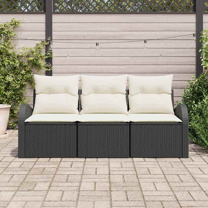 Havesofa Sæt Med Pude 3 Dele Poly Rattan - Billede 3