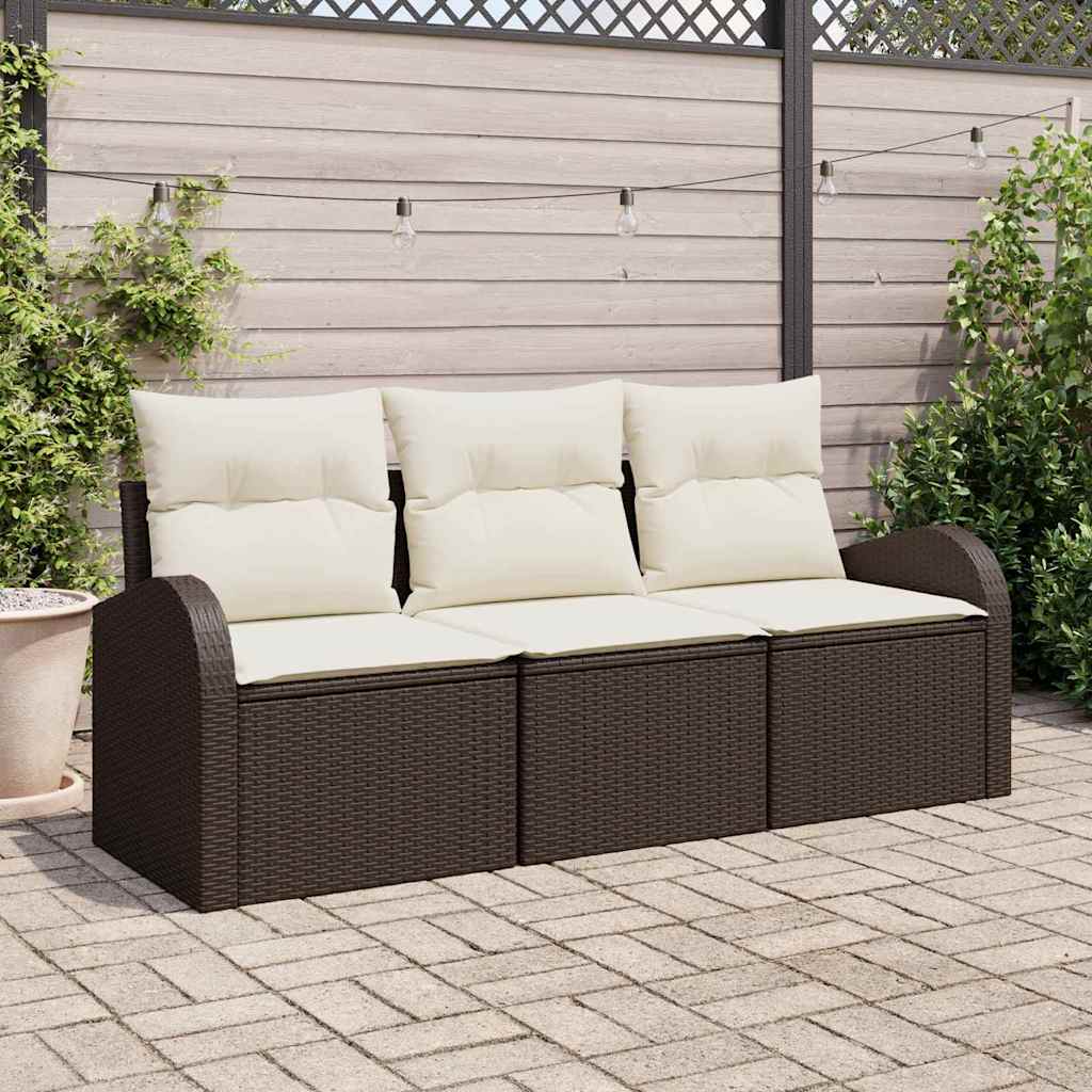 Havesofa Sæt Med Pude 3 Dele Poly Rattan
