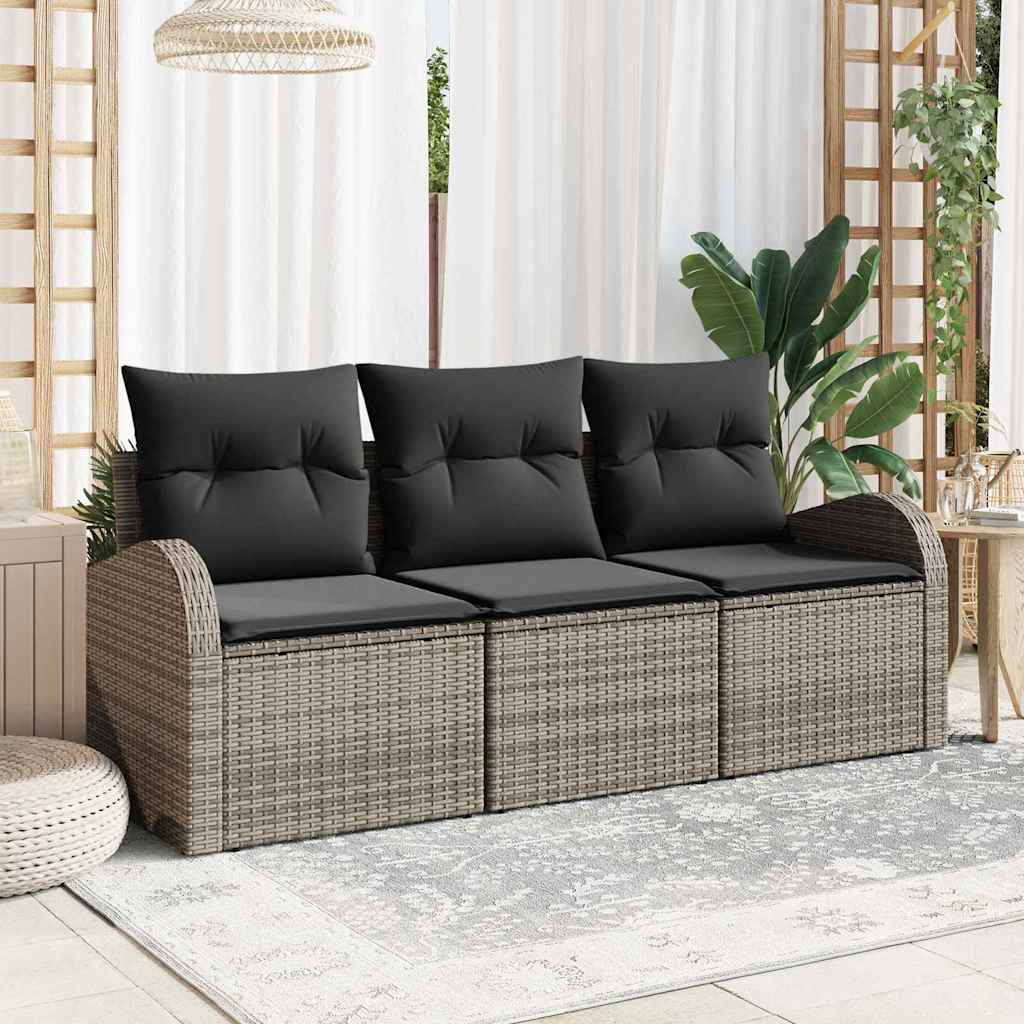 Havesofa Sæt Med Pude 3 Dele Poly Rattan