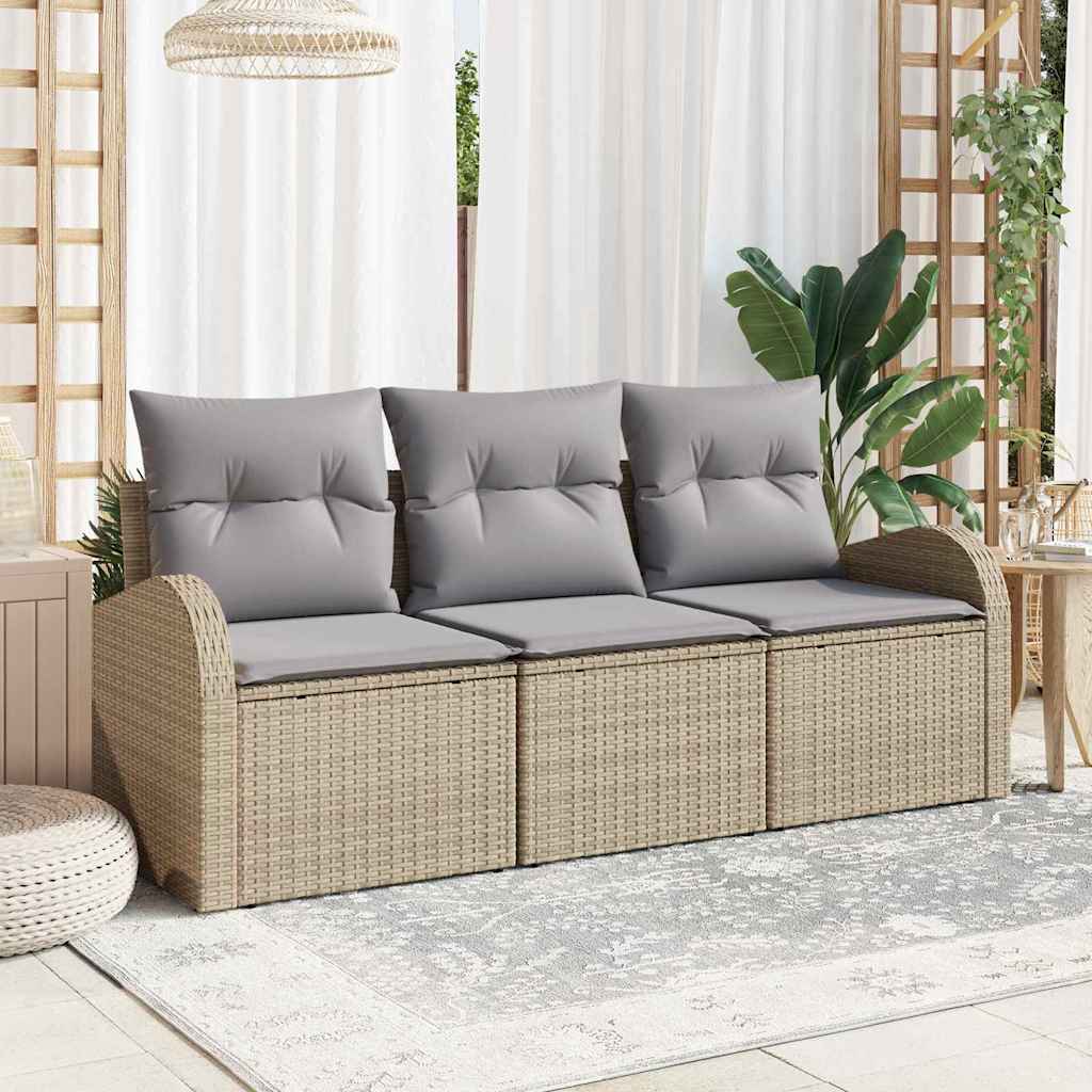 Havesofa Sæt Med Pude 3 Dele Poly Rattan