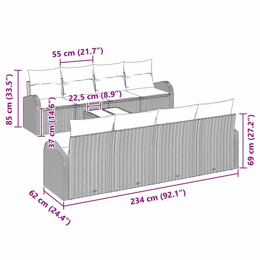 Havesofa Sæt 55 X 55 X 37 Cm Polyrattan - Billede 8