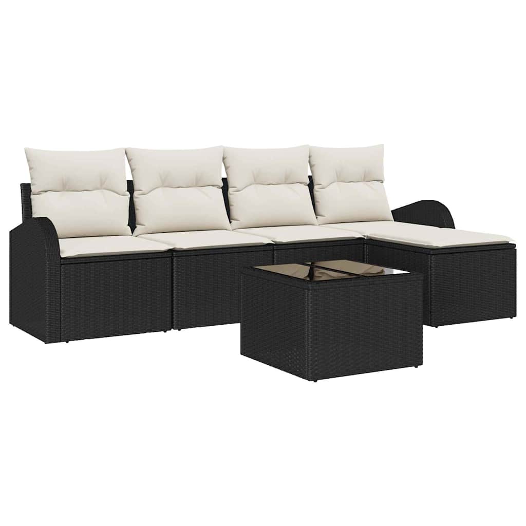Havesofa Sæt Med Pude 6 Dele Poly Rattan - Billede 2
