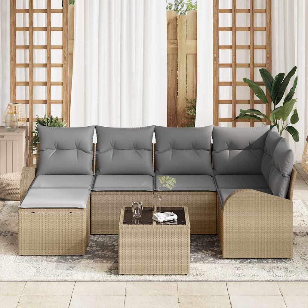 Havesofa Sæt 7 Stk. Polyrattan - Billede 3