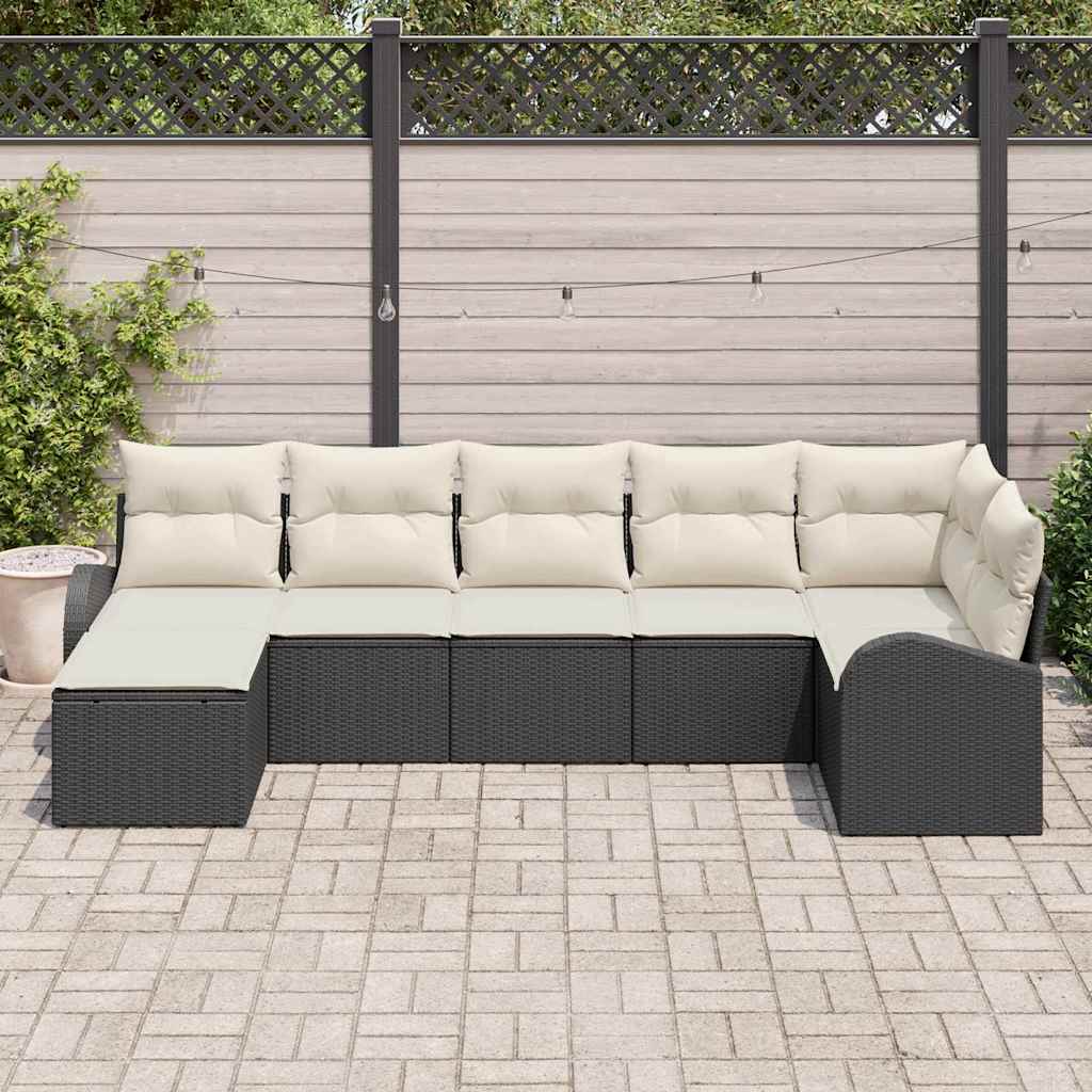 Havesofa Sæt Med Pude 7 Dele Poly Rattan - Billede 3