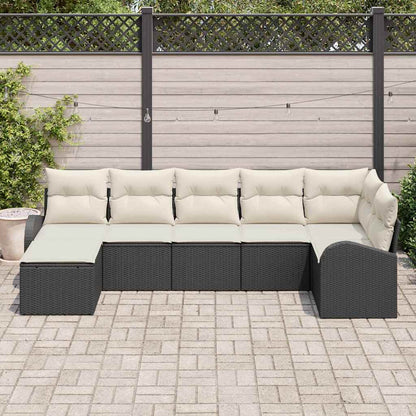 Havesofa Sæt Med Pude 7 Dele Poly Rattan - Billede 3