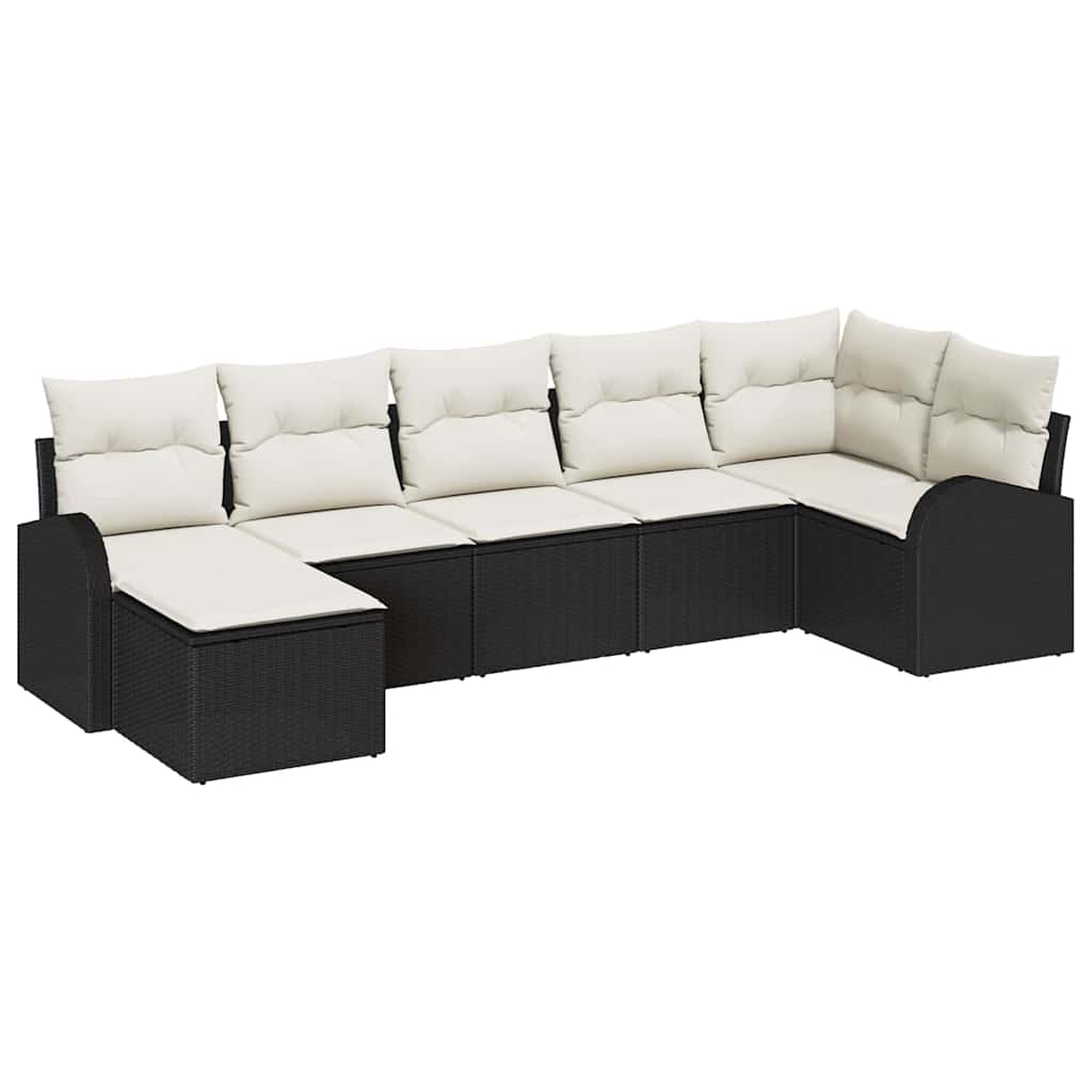 Havesofa Sæt Med Pude 7 Dele Poly Rattan - Billede 2