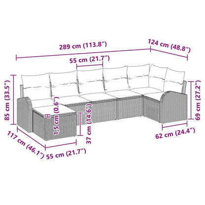 Havesofa Sæt Med Pude 7 Dele Poly Rattan - Billede 13