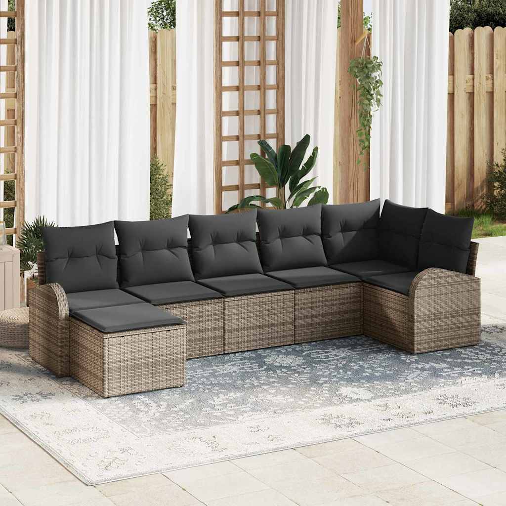 Havesofa Sæt Med Pude 7 Dele Poly Rattan - Variant 3346129