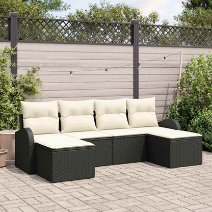 Havesofa Sæt Med Pude 6 Dele Poly Rattan - Hovedbillede