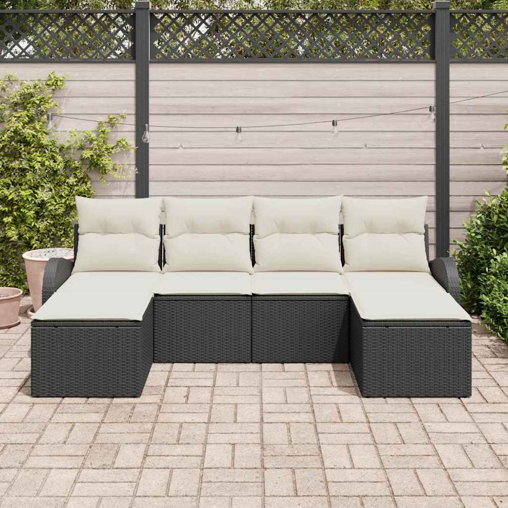 Havesofa Sæt Med Pude 6 Dele Poly Rattan - Billede 3