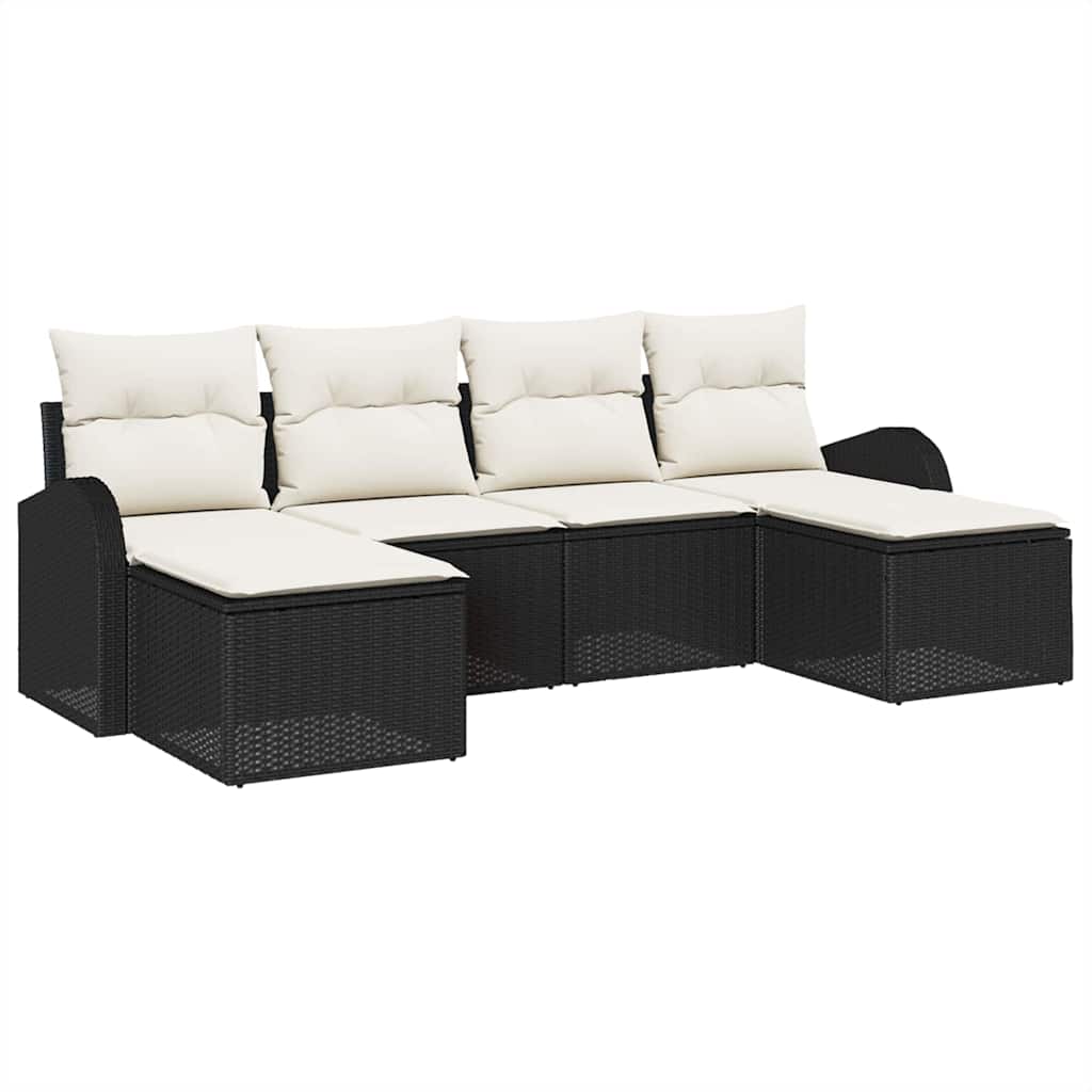 Havesofa Sæt Med Pude 6 Dele Poly Rattan - Billede 2