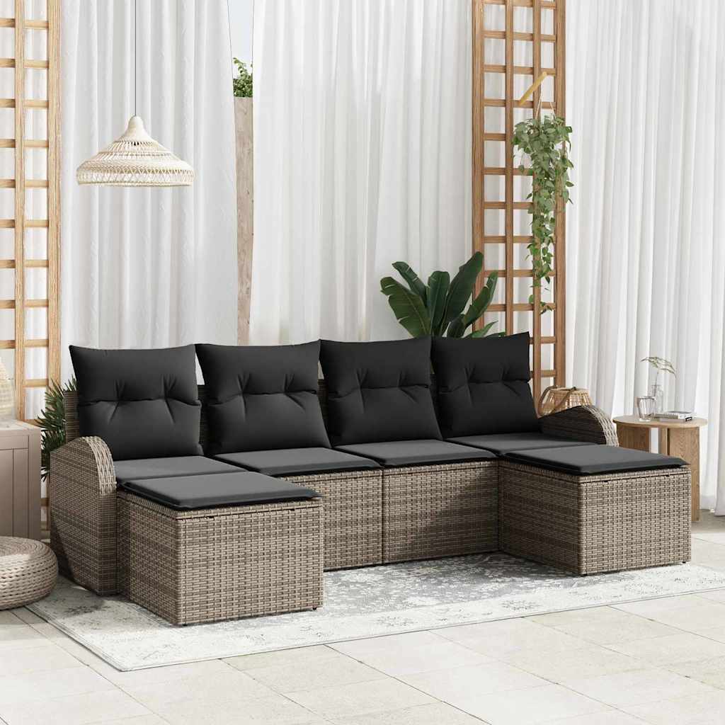 Havesofa Sæt Med Pude 6 Dele Poly Rattan - Variant 3346149