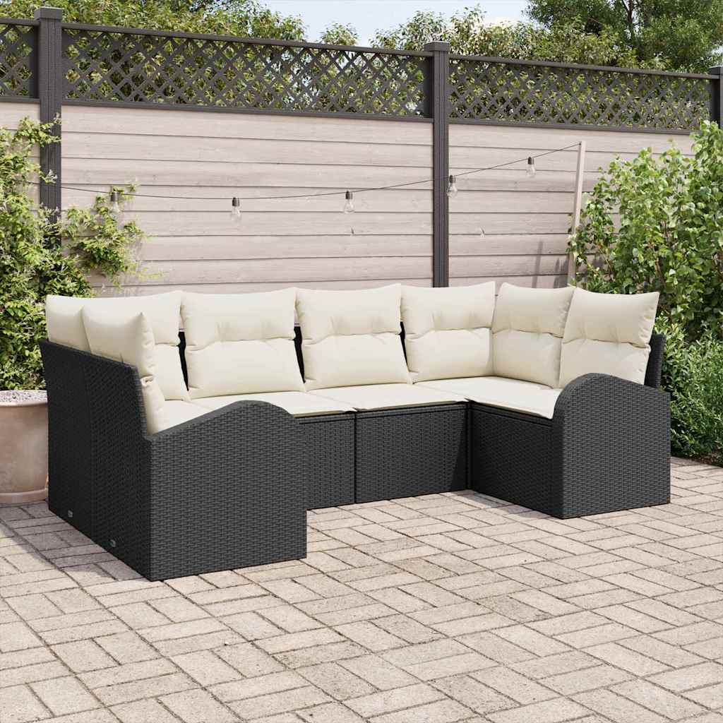 Havesofa Sæt Med Pude 6 Dele Poly Rattan - Hovedbillede