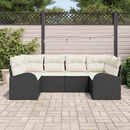Havesofa Sæt Med Pude 6 Dele Poly Rattan - Billede 3