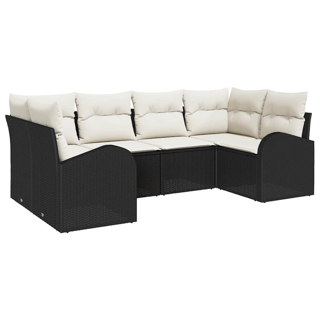Havesofa Sæt Med Pude 6 Dele Poly Rattan - Billede 2
