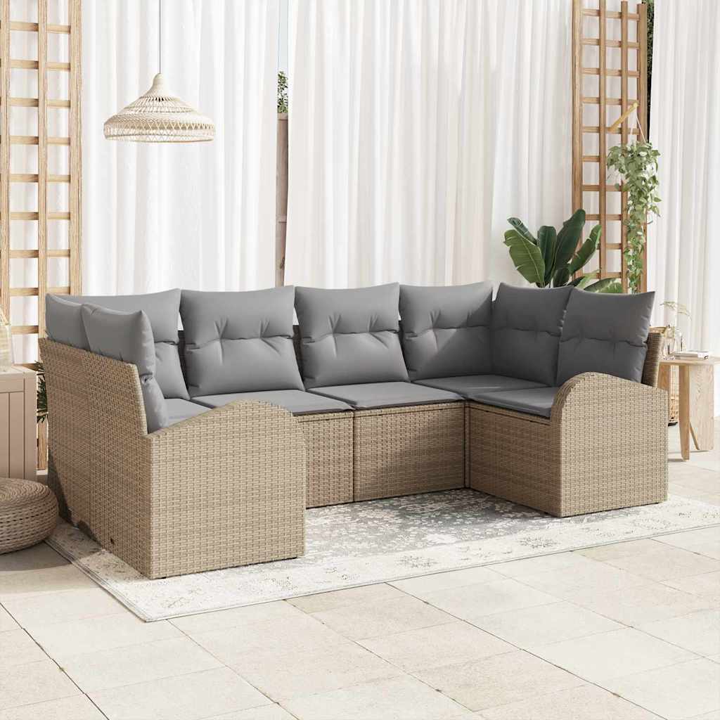 Havesofa Sæt Med Pude 6 Dele Poly Rattan